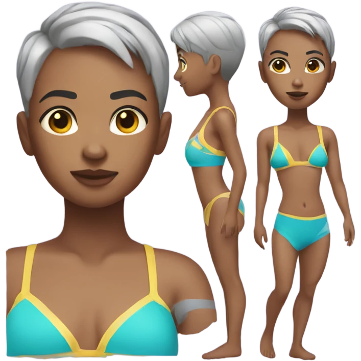 short cut hair with swimming suit emoji
