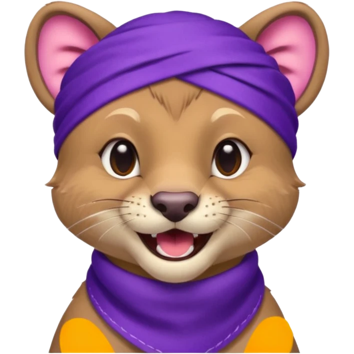 Fossa animal wearing a purple bandana on his forehead from league of legends laughing emoticon emoji