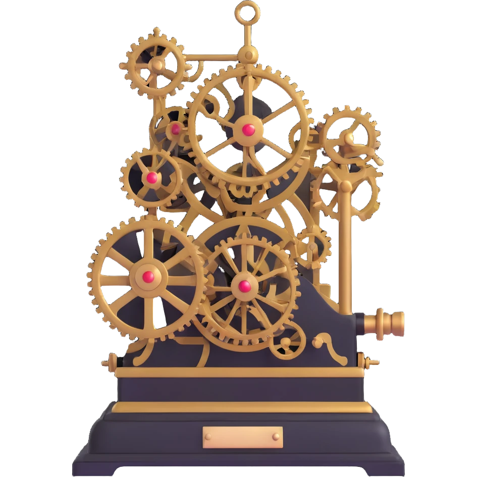 British Empire clockwork machine powered by translation magic emoji