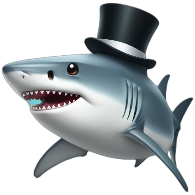 Shark with a top hat emoji