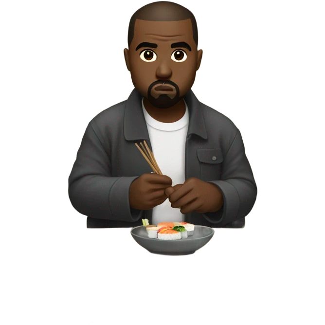 Kanye West eating sushi emoji