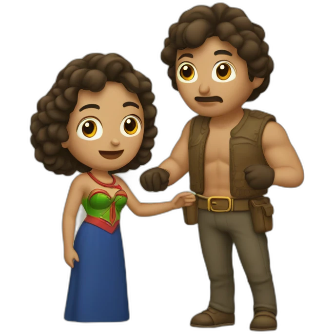 cacique y esposa, tomados de la mano emoji