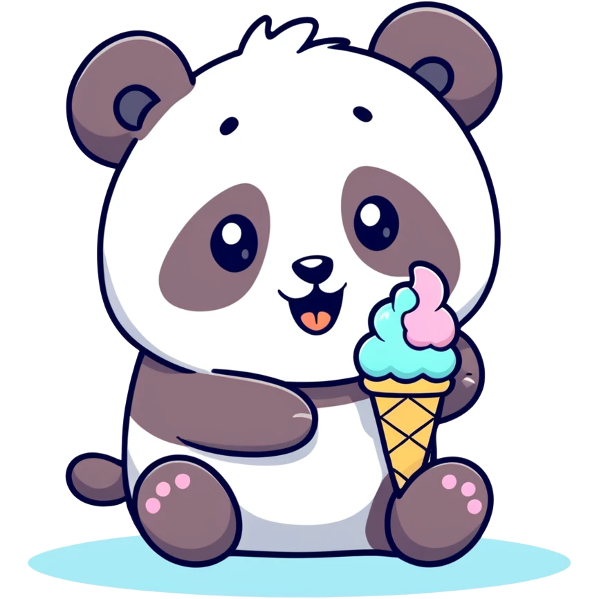 Panda eating ice cream emoji