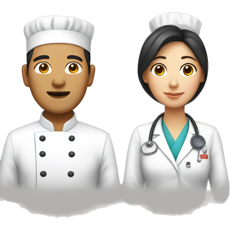 Asian couple: a male chef and a female doctor emoji