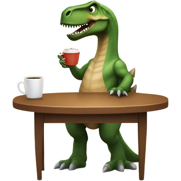 dinosaur drinking coffee emoji