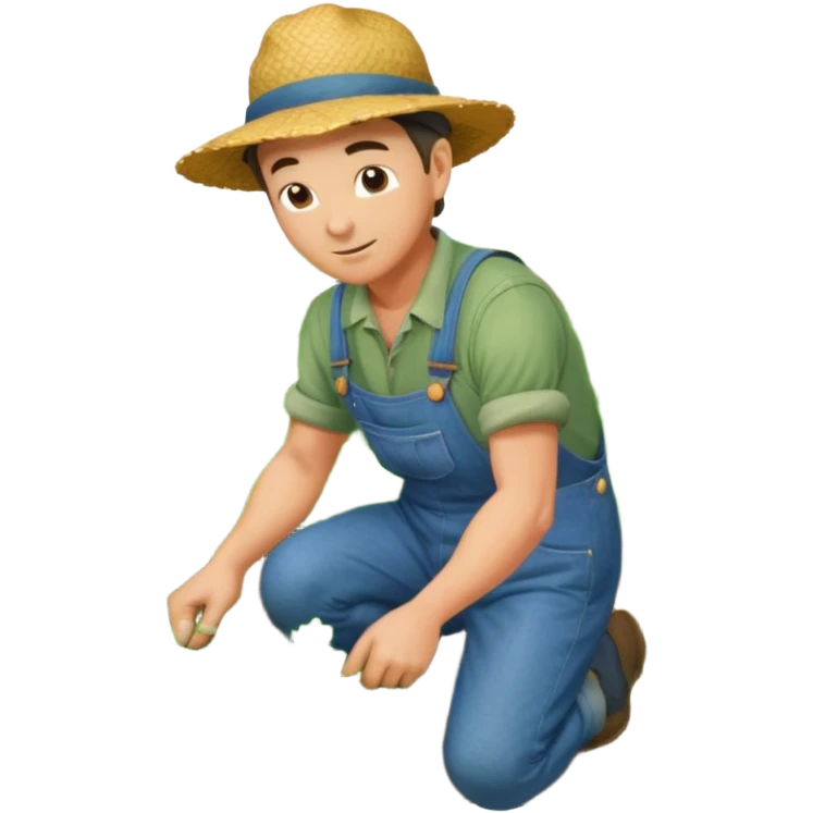 farmer working in a field, bending over a vegetable garden emoji