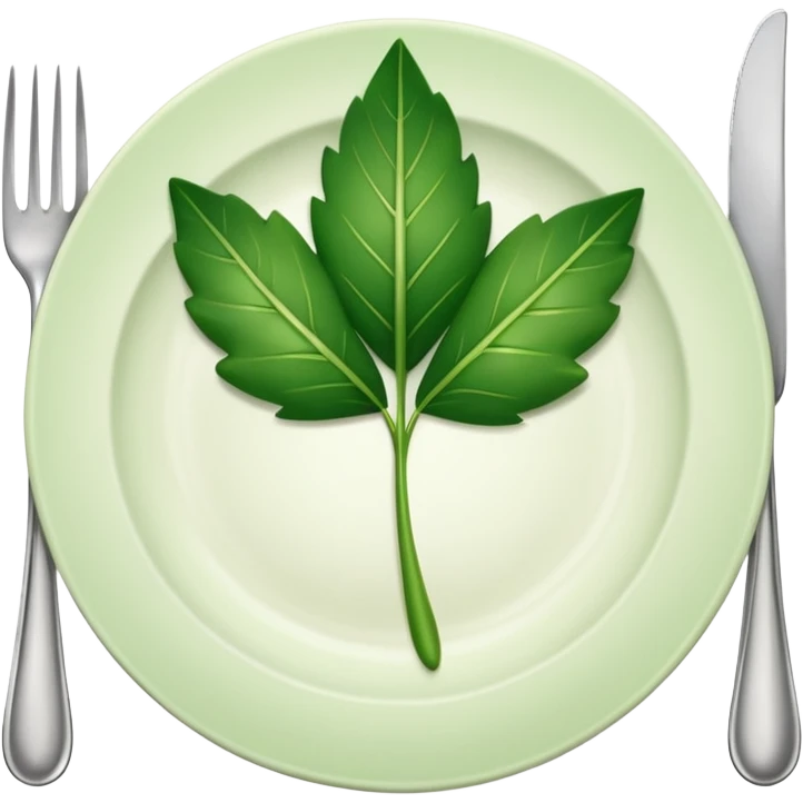 plate with a green leaf and fork emoji