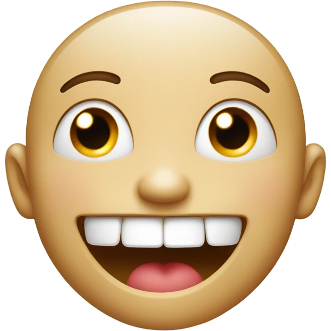 Show me a normal apple emoji with a person smiling teeth showing and fingers hooked into mouth emoji