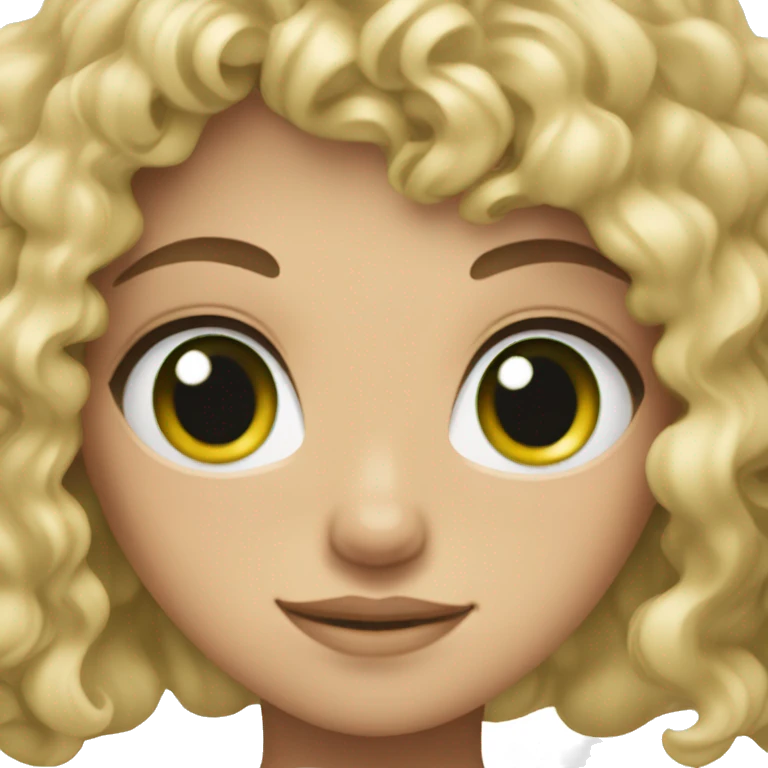 Blonde girl with dark green eyes and curly hair emoji