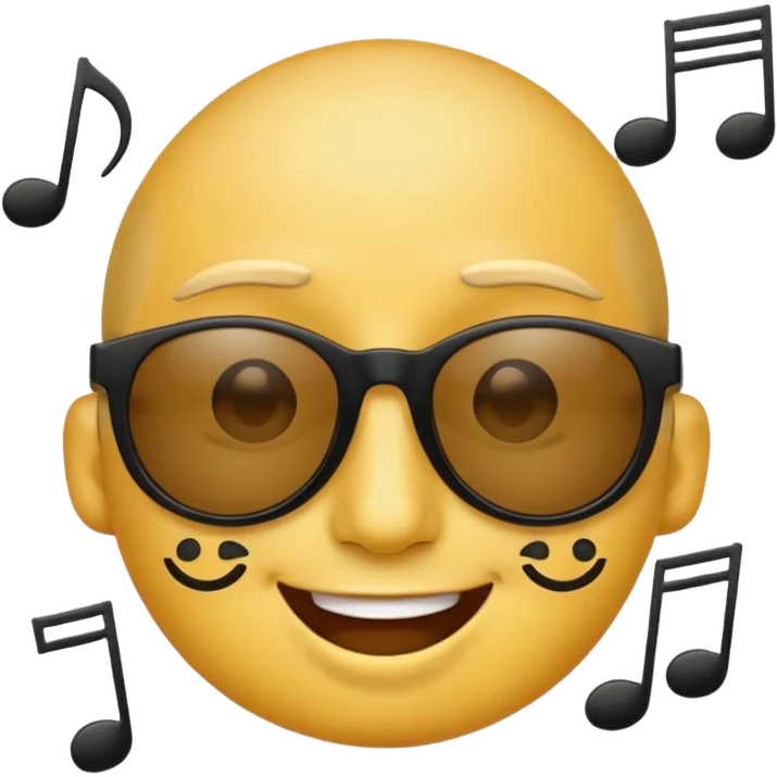 make an face emoji. I will use it for my music playlist. so make it cool and about music less detailed emoji