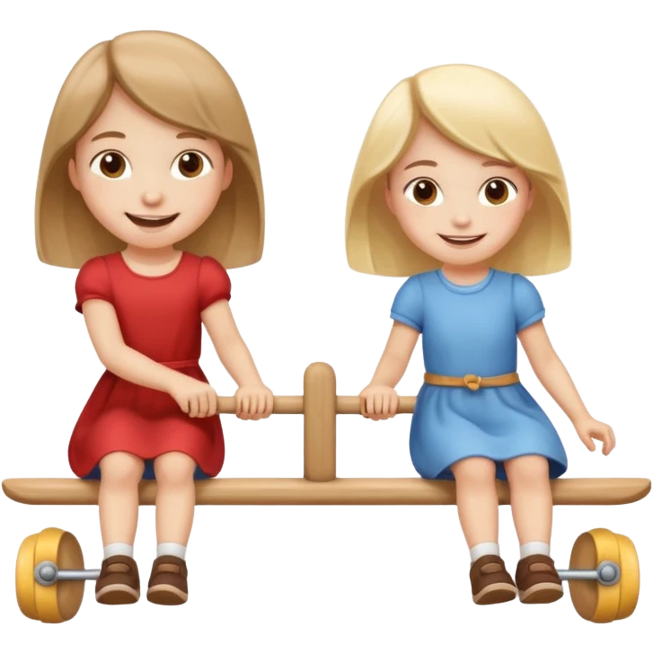 one boy and one girl playing seesaw emoji