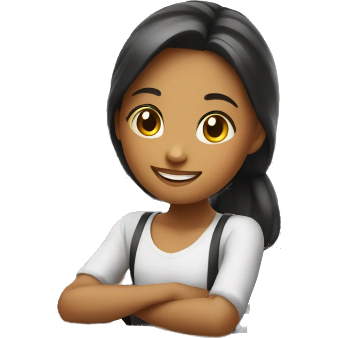 smiling girls at restaurant table emoji