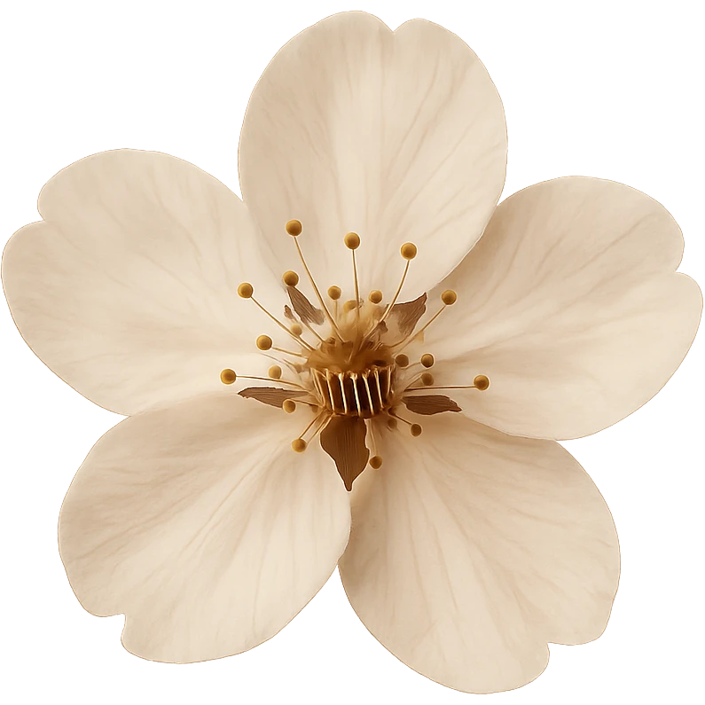 show  one beige cherry blossom without a stem , remove background emoji
