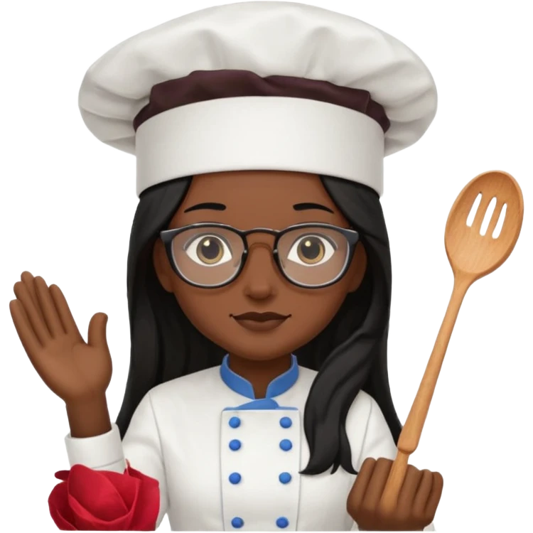 Profesora de pastelería morena con gafas y pelo negro largo emoji
