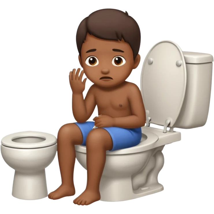 KID SITTING ON TOILET POOPING and crying emoji