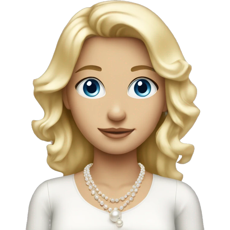 blonde girl blue eyes in pearl necklace emoji