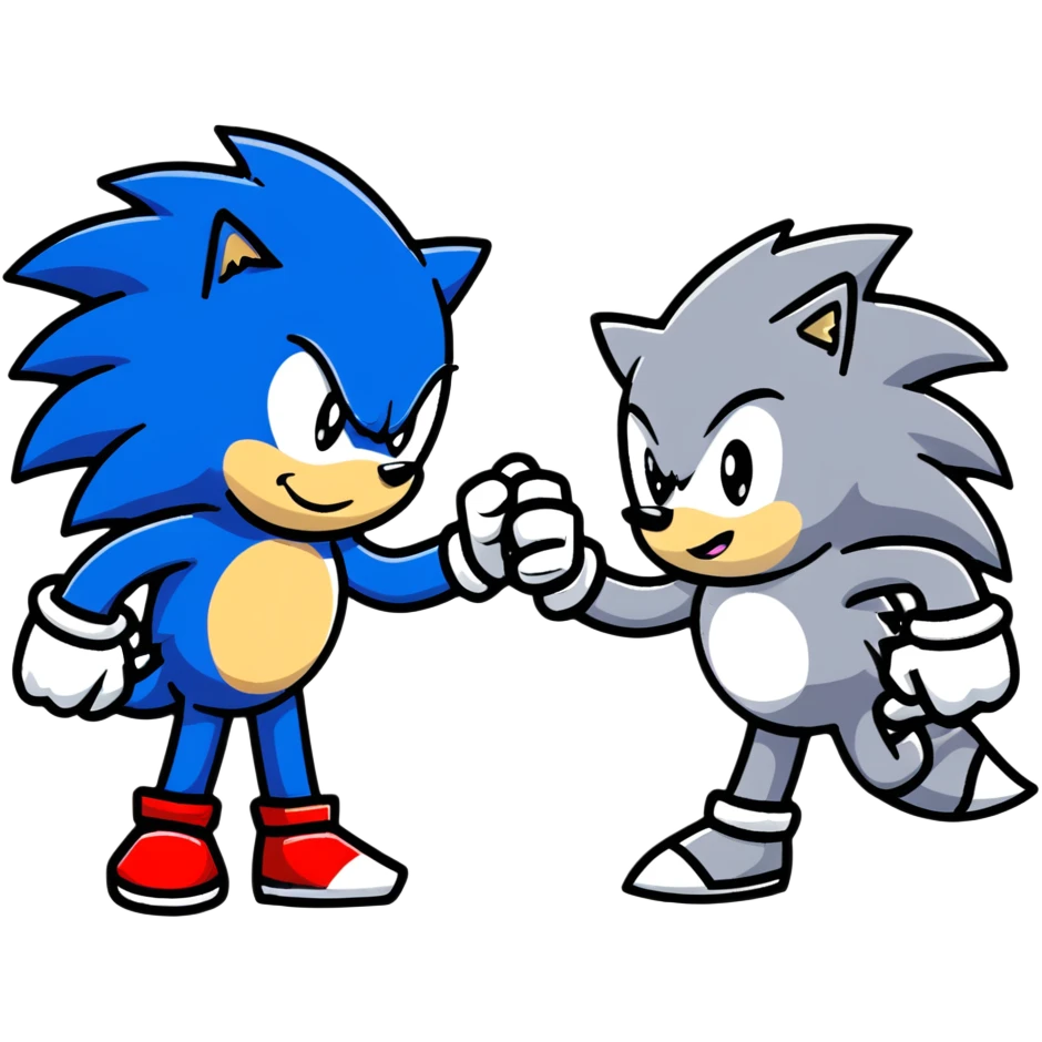Sonic the Hedgehog and Silver the Hedgehog fist bumping emoji