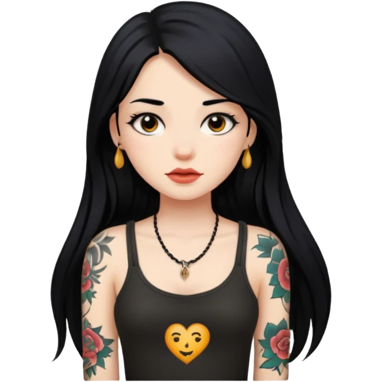 girl with long black hair and small tattoo  emoji