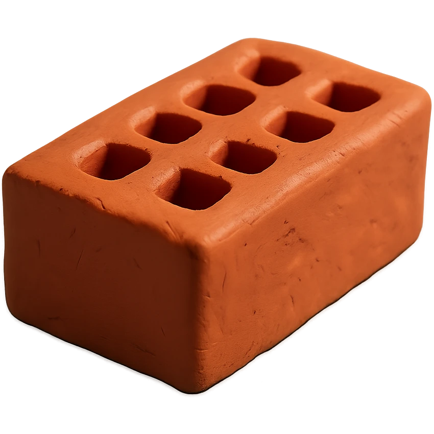 a single clay brick, detailed clay texture, claymation style, with a subtle shine emoji