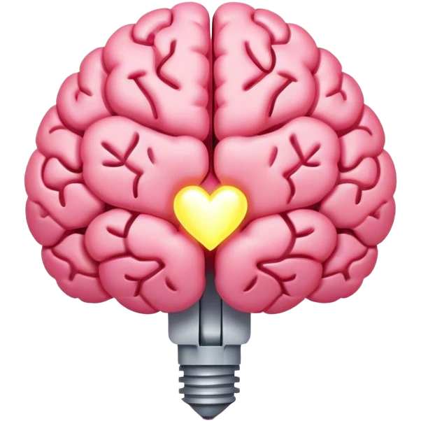 A ** pink human brain** with a energy energy beam of light thought around it s... radiating loving thoughts while it rewires itself hearts  emoji