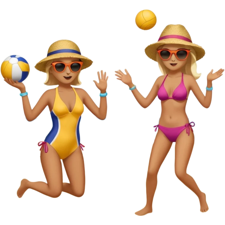 Throwing a ball at the beach to another person. emoji