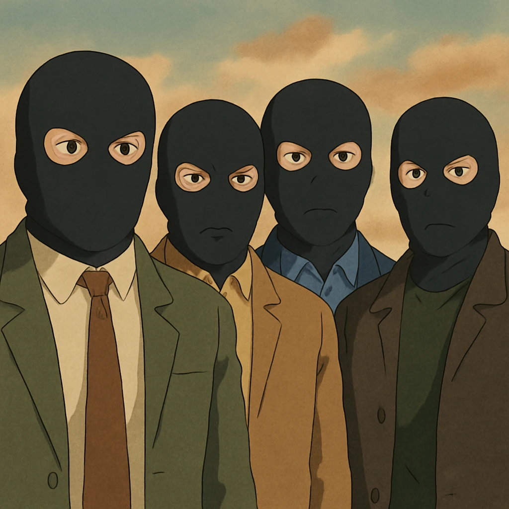 group of men with black ski masks emoji