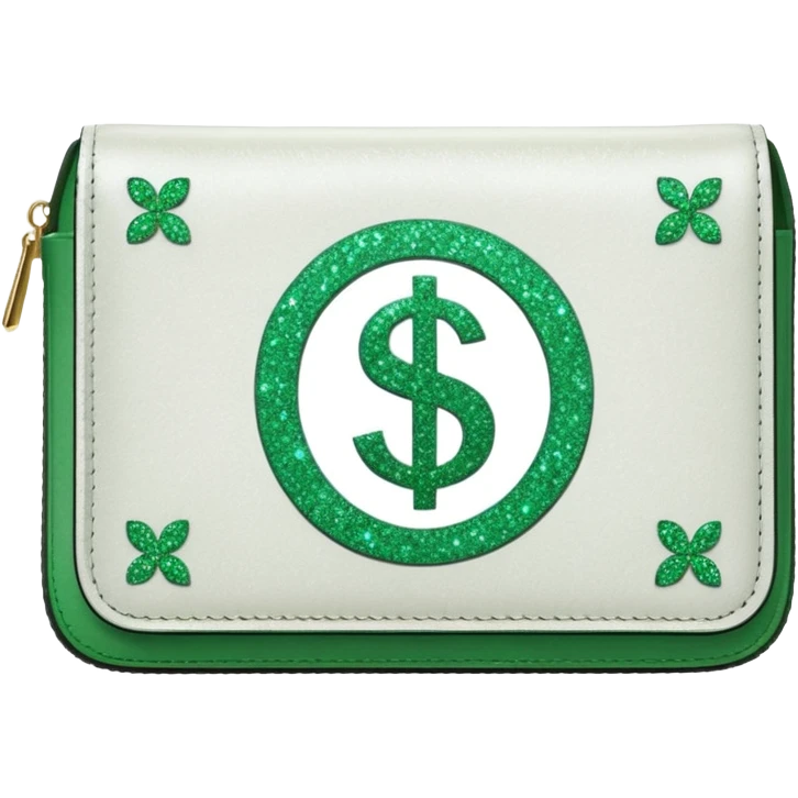 glitter white wallet green symbol $ emoji