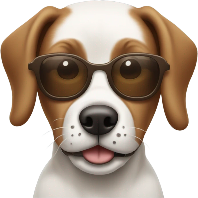 Brown and white dog with floppy ears wearing sunglasses  emoji