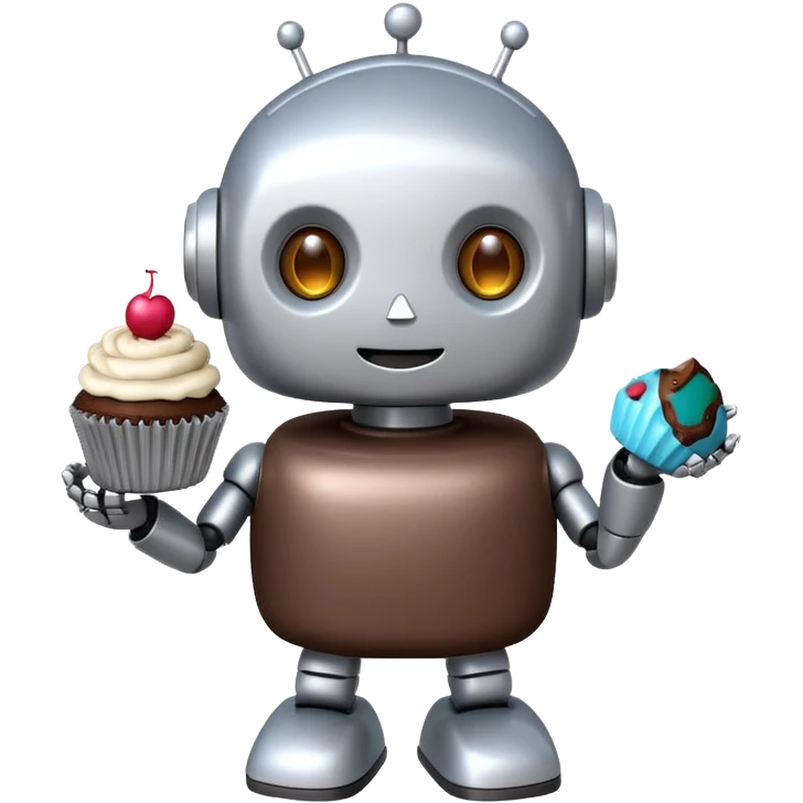 The cute robot is holding dessert in its hands, 3d emoji emoji