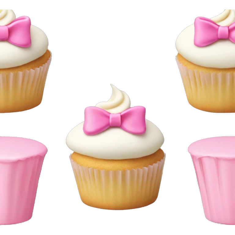 vanilla cupcake with a pink wrapper, and pink fondant bow on top  emoji