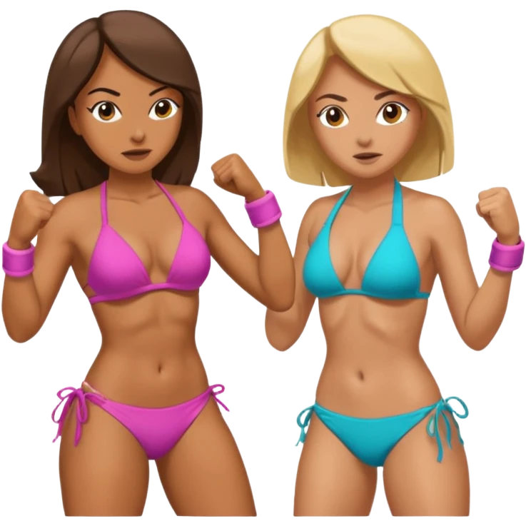 woman in bikini fighting woman bikini emoji