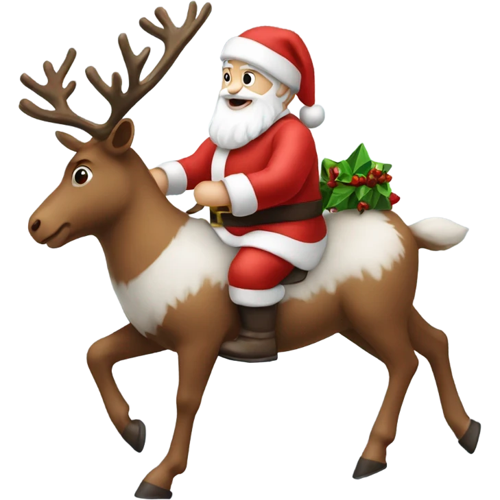 White Santa riding on reindeer emoji