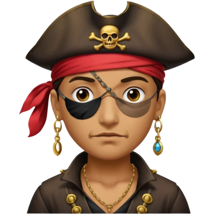 Eye patch pirate with earring, one eye covered
 emoji
