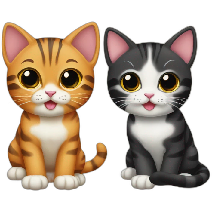 two-cats-bengal-and-cat-black-kitten-together emoji