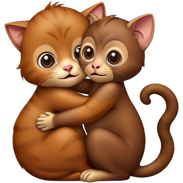 Cat hugging monkey emoji