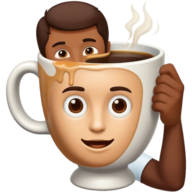 person with coffee addiction drinking from a giant mug emoji