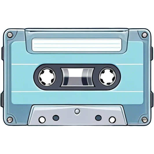 "A retro cassette tape in pastel blue tones with a nostalgic quote and delicate waves around it."
 emoji