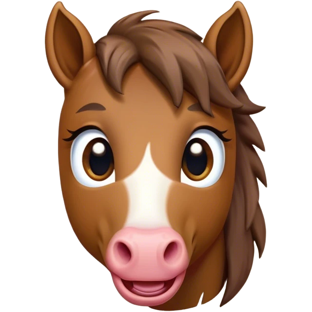 Cinematic Comical Brown Welsh Pony Portrait Emoji, Head tilted dramatically with an exaggeratedly amused expression, featuring a robust, glossy brown color, wide, comically expressive eyes full of playful disbelief, and a subtly animated, perky head, Simplified yet hilariously expressive features, highly detailed, glowing with a slightly sassy earthy glow, high shine, dramatic yet playful, stylized with an air of cheeky equine mischief, soft glowing outline, capturing the essence of a meme-worthy brown Welsh pony that looks ready to trot its way into viral fame! emoji
