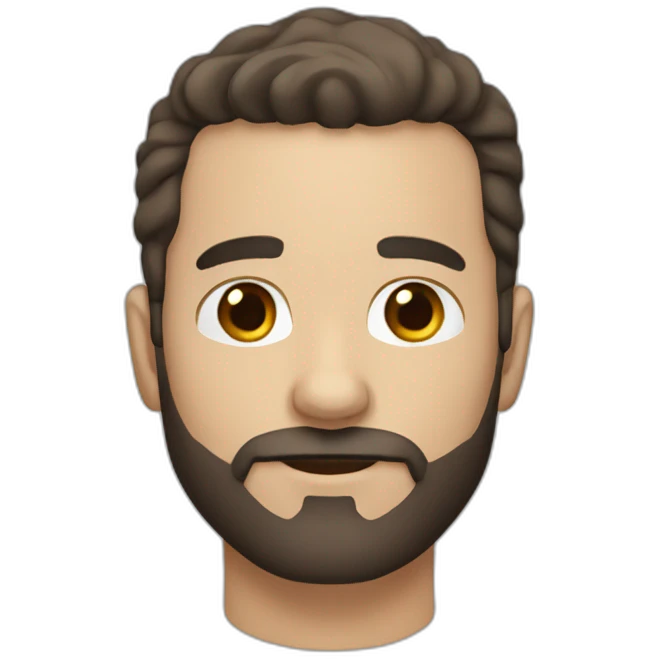white man with dark brown fade hair cut and facial hair emoji