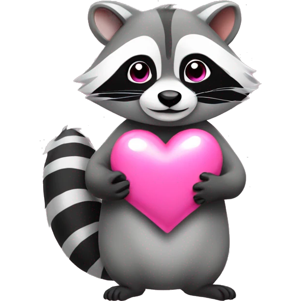 Raccoon with pink heart emoji
