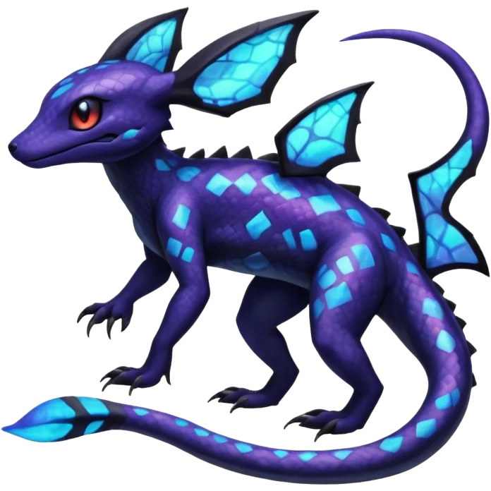 L Scaley Exotic Salandit-Aurorus-Umbreon-Fakémon-hybrid-creature (full body), 4 legs emoji