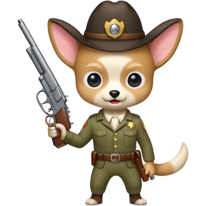 a chiauhua holding a gun emoji