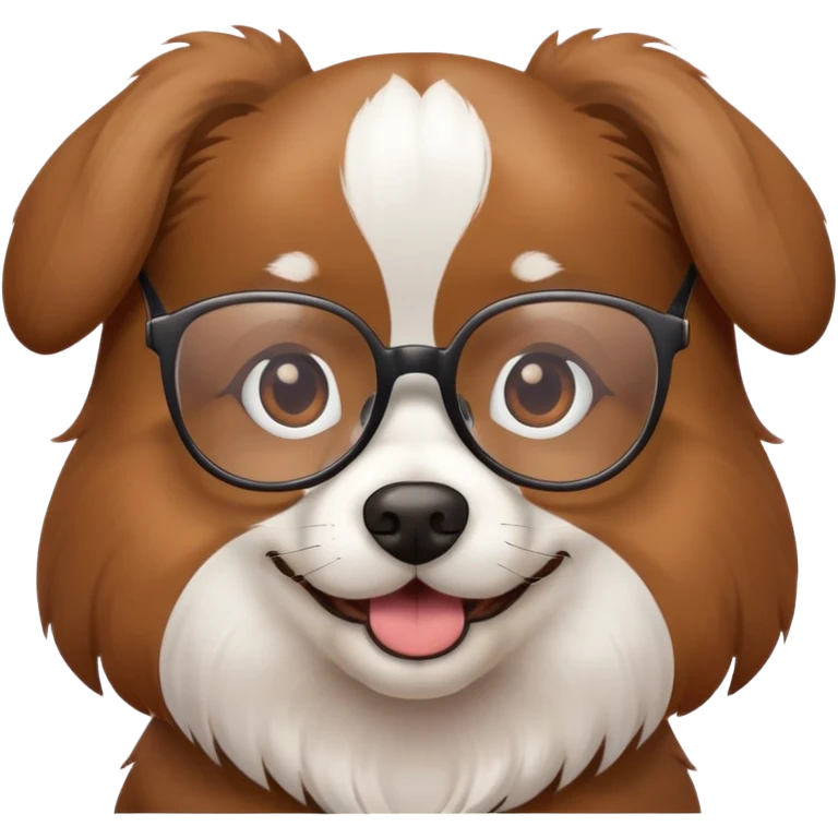 dog wearing glasses with a sweet smile emoji