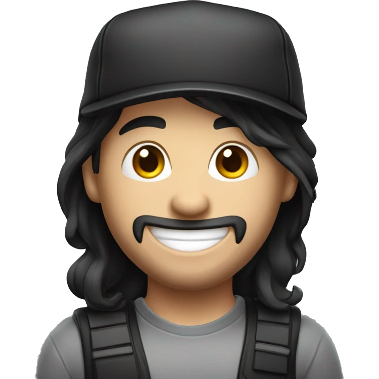 A happy gamer with Dark hair, a black cap and glas emoji
