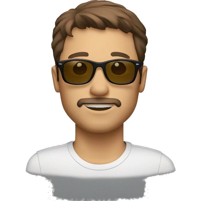 Man, brown hair, a goatee, rayban glasses emoji