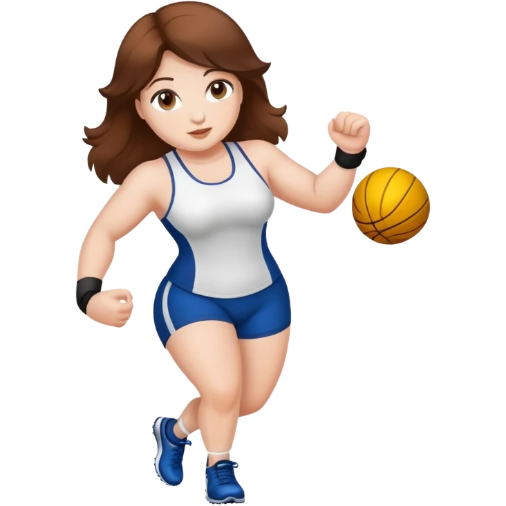 athlete with white skin and curvy brown hair emoji
