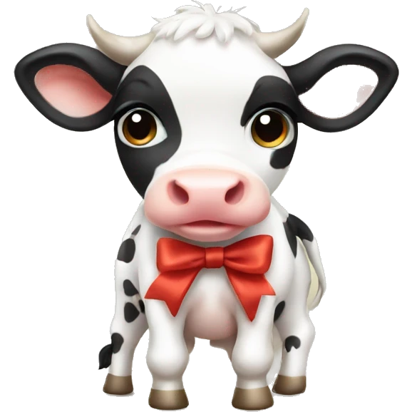 A baby cow with a bow  emoji