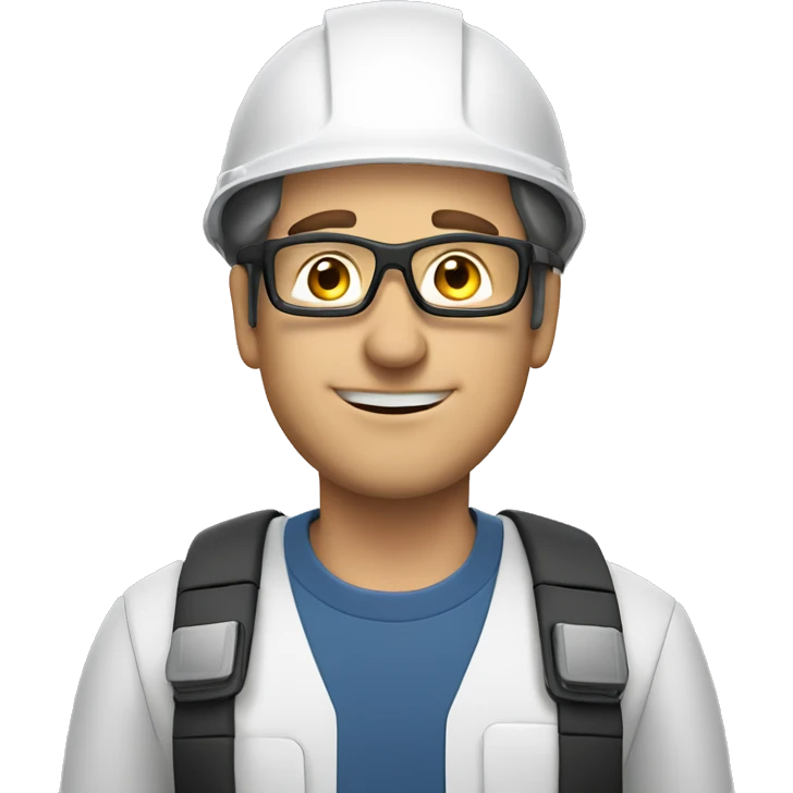 Caucasian man wearing a safety helmet, safety glasses and earplugs emoji
