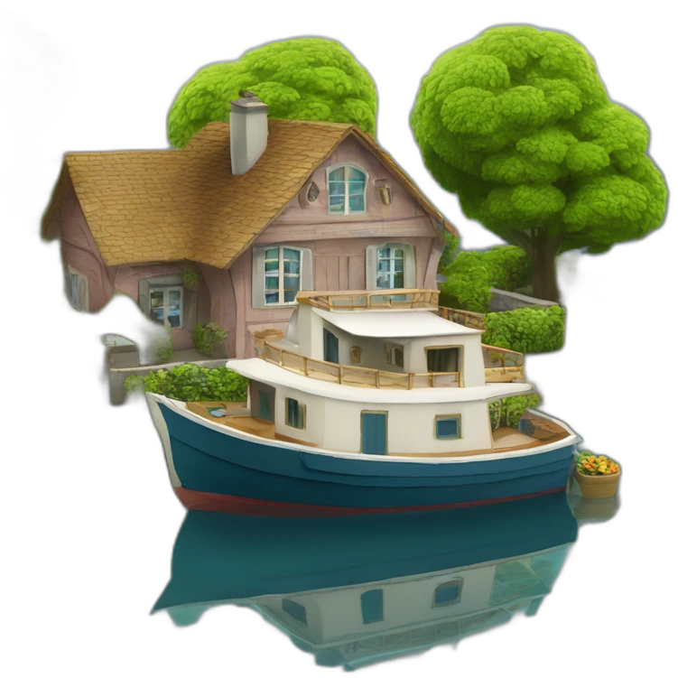 Bateau sur une maison emoji