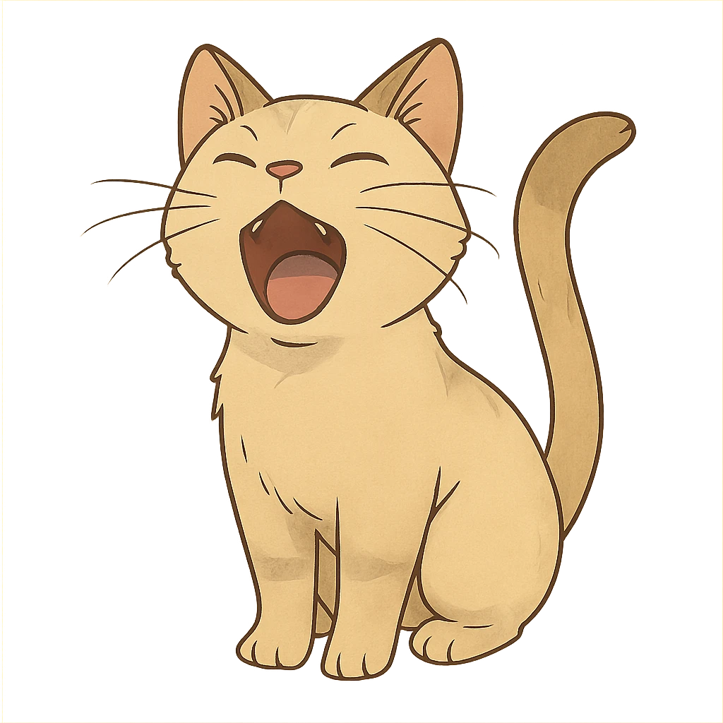 ghibli style cat doing a mewing pose emoji